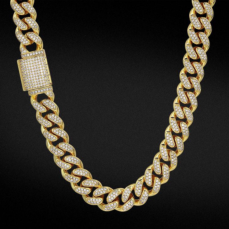 12mm Iced Box Clasp Cuban Link Chain