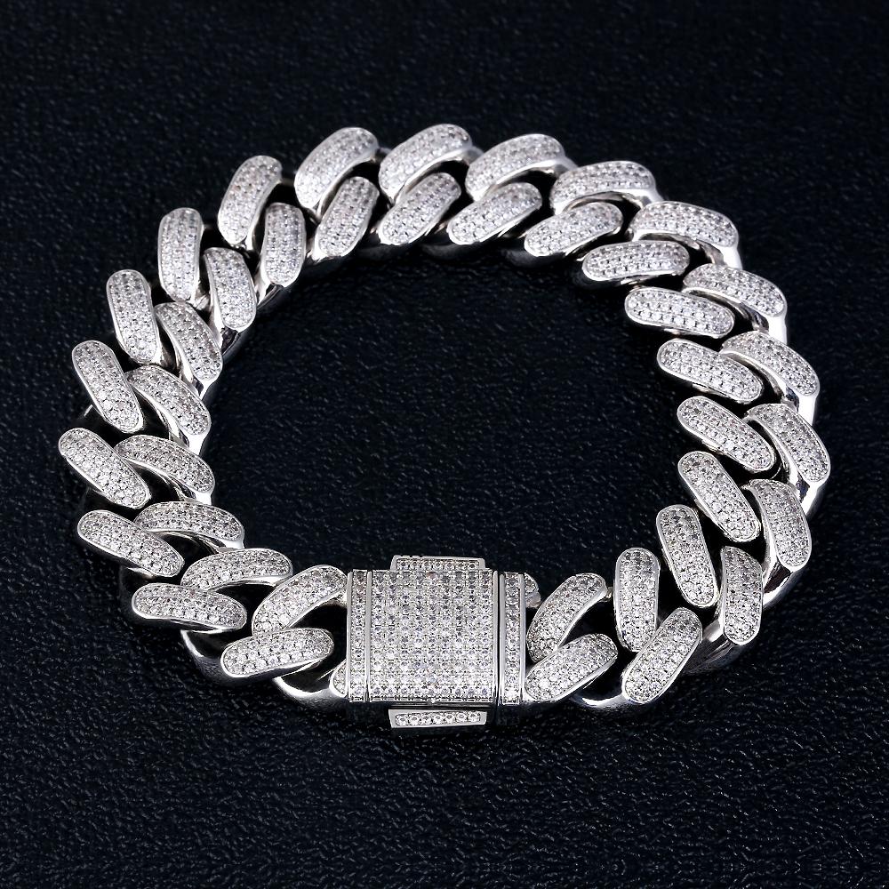 18mm White Gold Diamond Cuban Link Bracelet