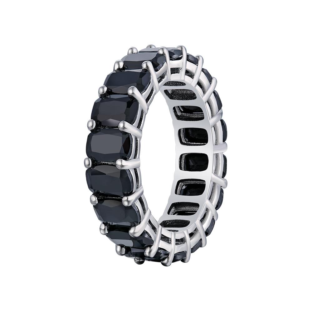 Black CZ Diamond Rectangle Tennis White Gold Ring