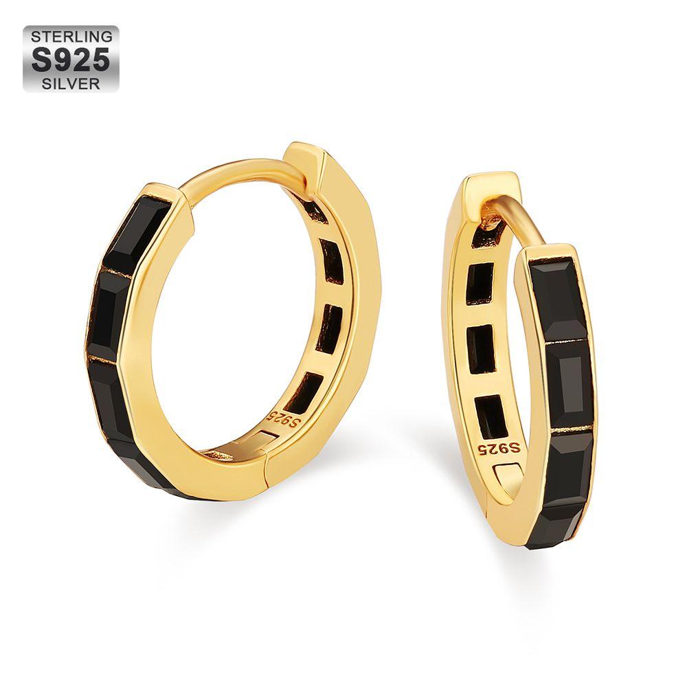 Black Diamond Sterling Silver Hoop Earrings