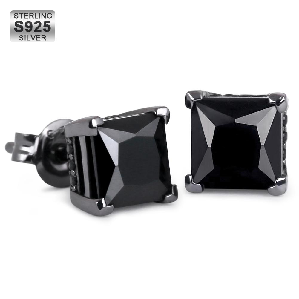 Black Diamond Stud Earrings in Black Gold
