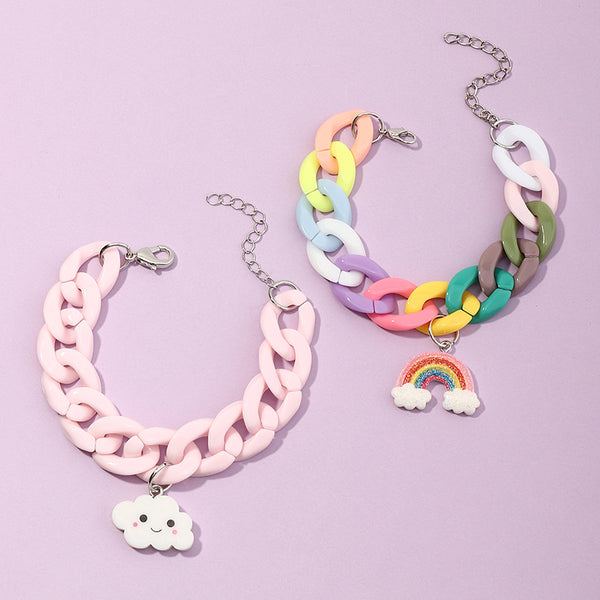 Rainbow Cloud Colourful Cuban Bracelet