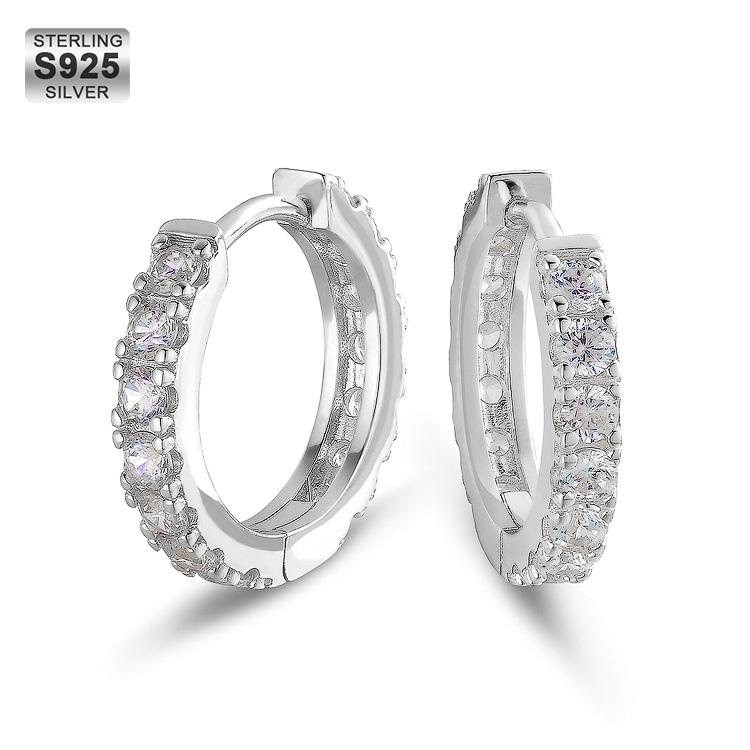 Diamond Sterling Silver Hoop Earrings