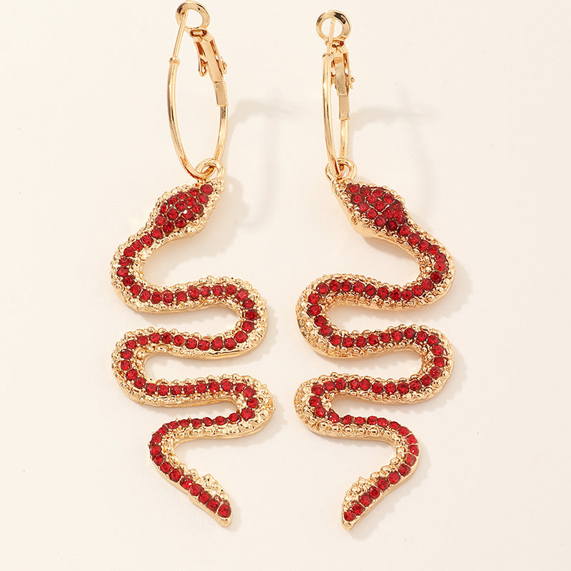 Diamond Stud Earring with Snake Hoop