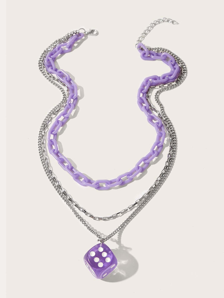 Dice Pendant Necklace Sublimation Bling Necklace