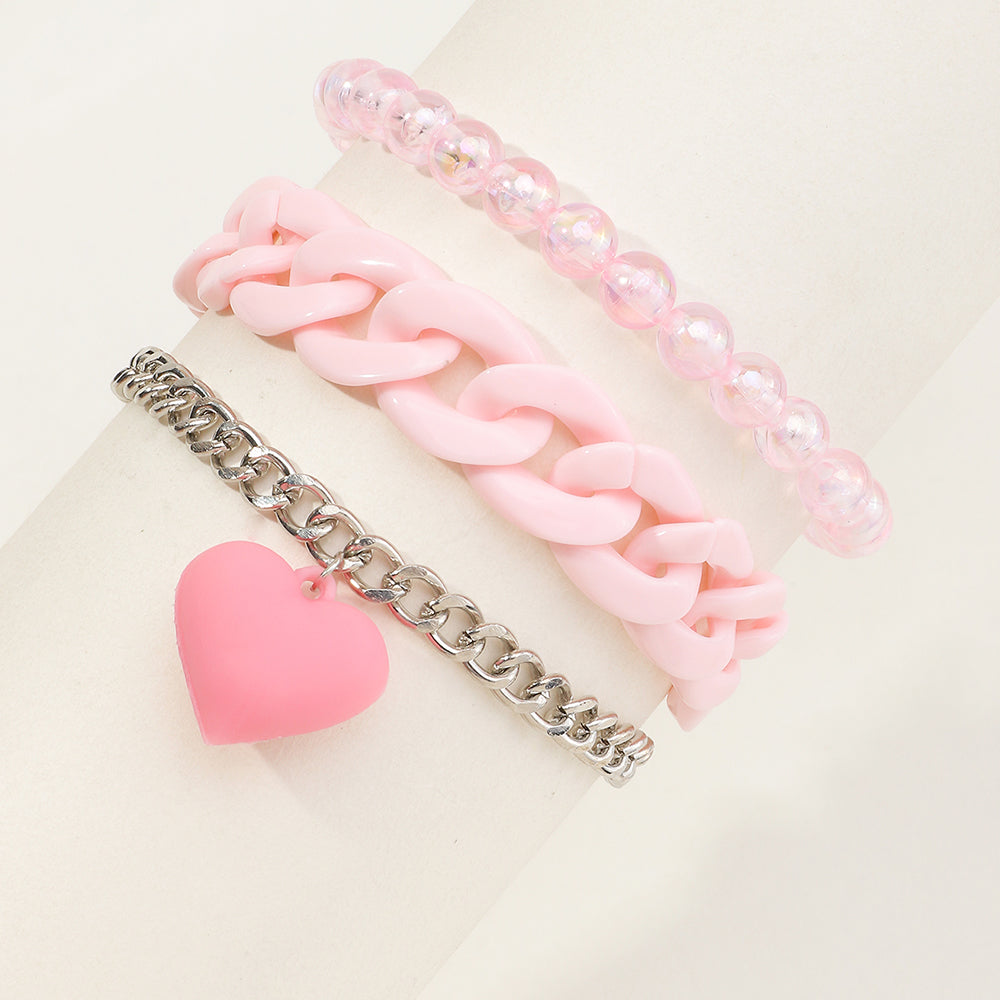Friendship Heart Chain Bracelet Set