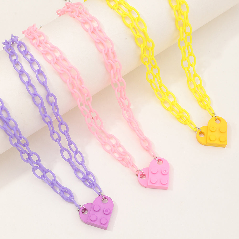 Heart Charm Necklace Chain Set