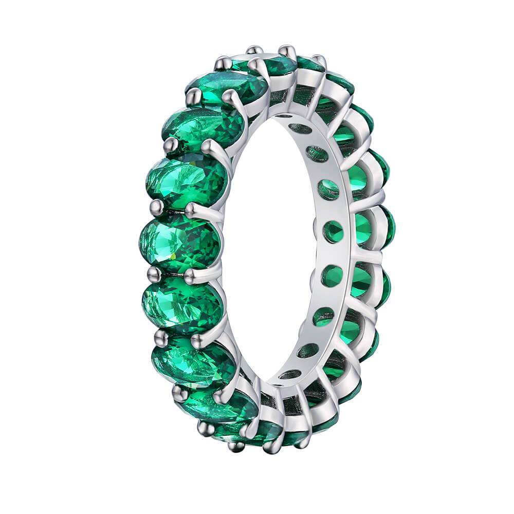 Oval Emerald Diamond Ring Tennis Ring