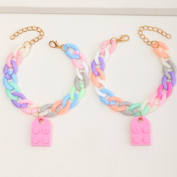 Pink Heart Building Block Bracelets Sets