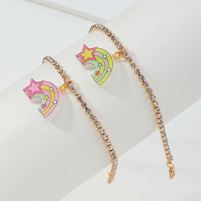 Rainbow Gold Diamond Acrylic Bracelets sets