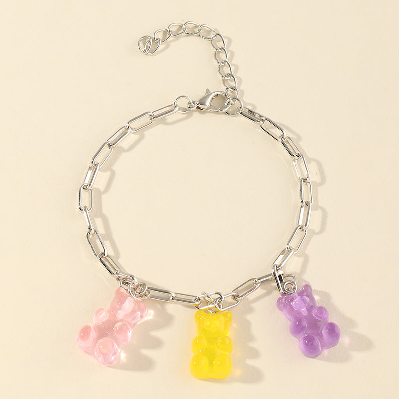 Resin Bear Pendant Bracelet