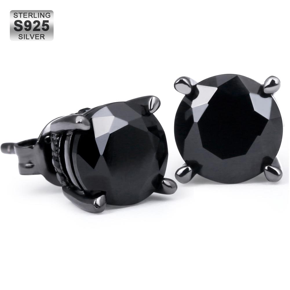 Round Black Diamond Stud Earrings
