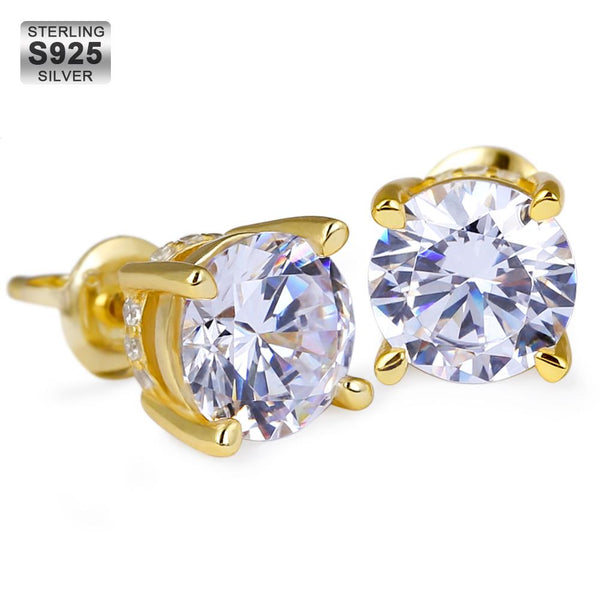 Round Brilliant Cut Diamond Stud Earrings in 14K Gold