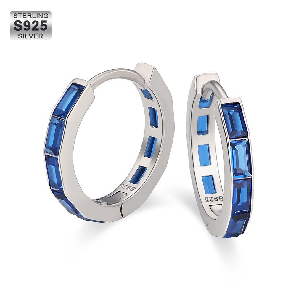 Sapphire Blue Hoop Earrings