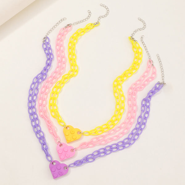 Heart Charm Necklace Chain Set