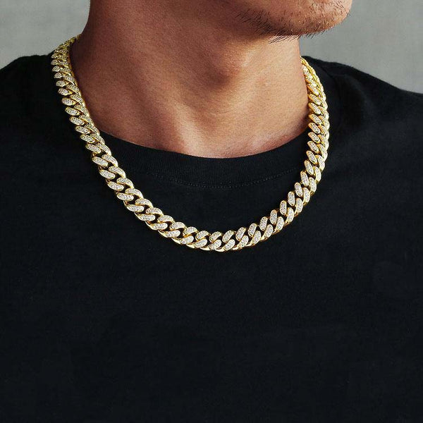 12mm Iced Box Clasp Cuban Link Chain