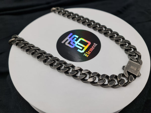 14mm Black Gold Curb Chain Necklace with Hook Buckle Clasp