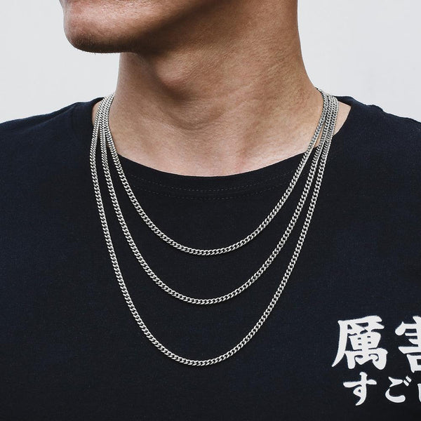 3mm Micro Cuban Link Chain White Gold