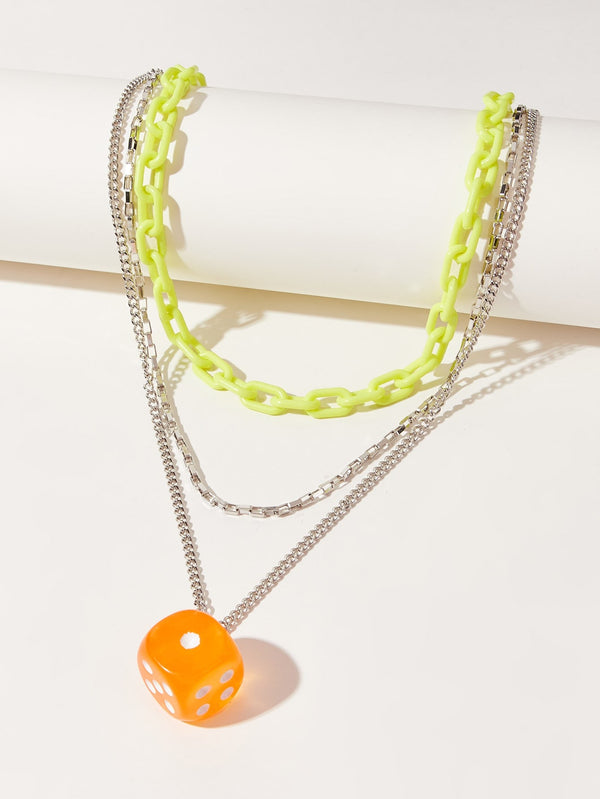 Dice Pendant Necklace Sublimation Bling Necklace
