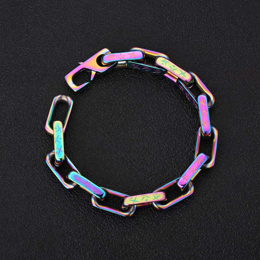 10mm Rainbow Paperclip Bracelet