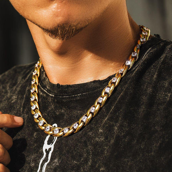 12mm Gemstone Cuban Chain