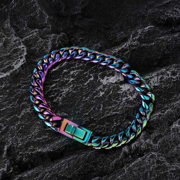 8mm Rainbow Miami Cuban Link Bracelet