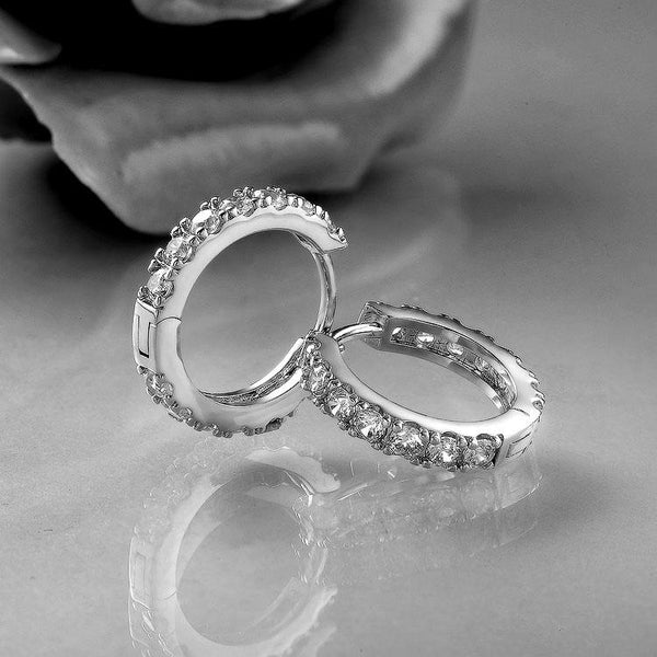 Diamond Sterling Silver Hoop Earrings