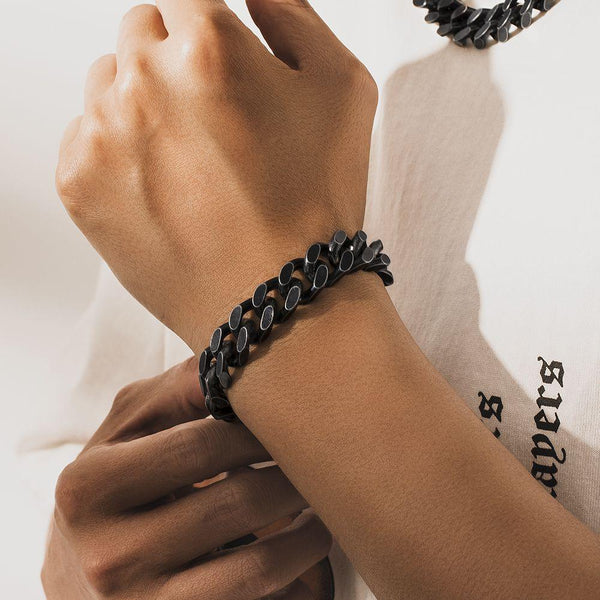 14mm Black Gold Curb Chain Bracelets