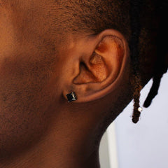 White gold hotsell black stud earrings
