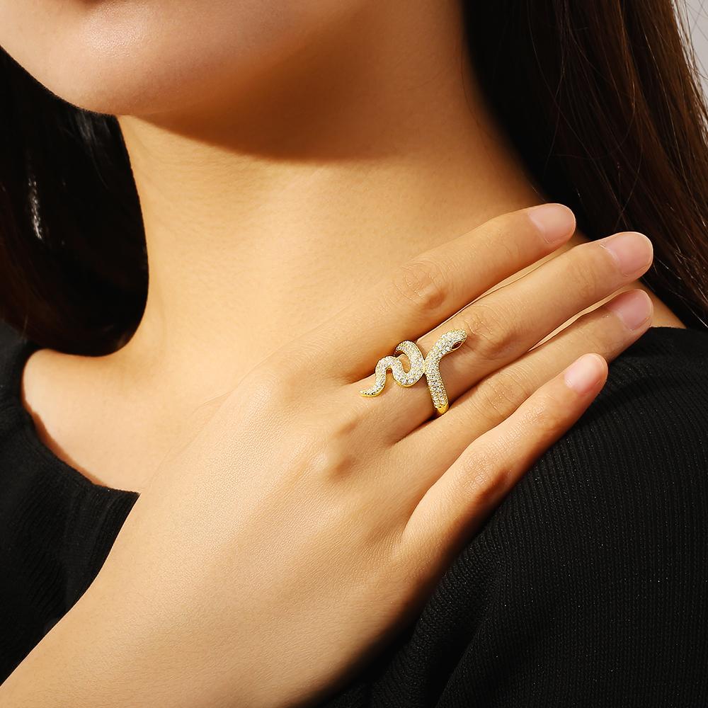 Golden Diamond Snake Ring