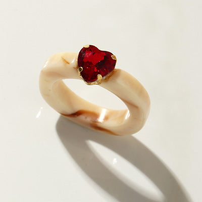 Love Heart Diamond Resin Acrylic Ring