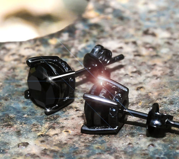 Black Diamond Stud Earrings in Black Gold