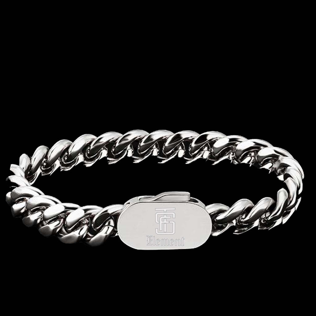 10mm White Gold Miami Cuban Link Bracelet with Push Button Clasp